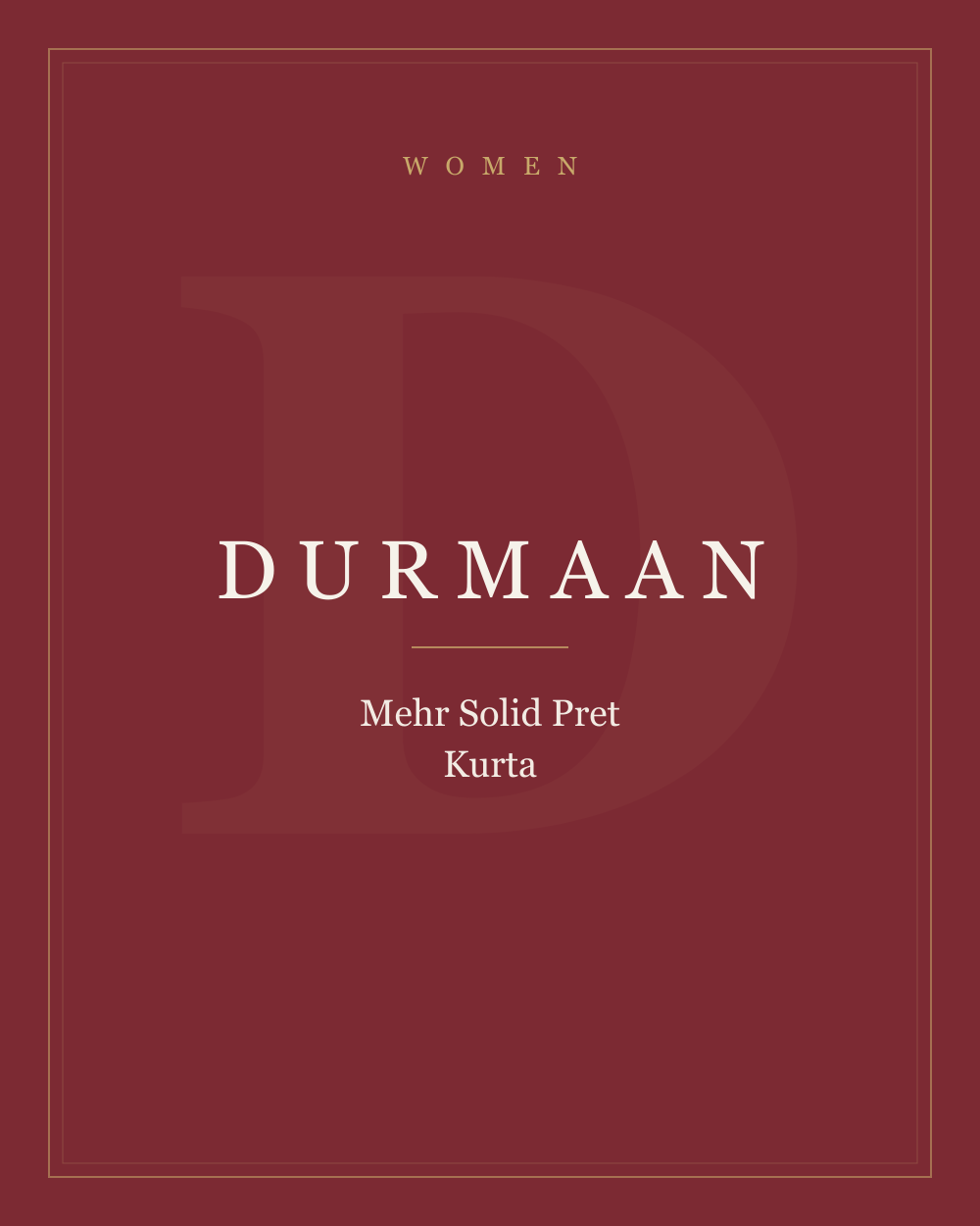 Mehr Solid Pret Kurta — Women