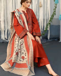 Afsheen Stone – Embroidered Linen 3-Piece Suit with Shawl