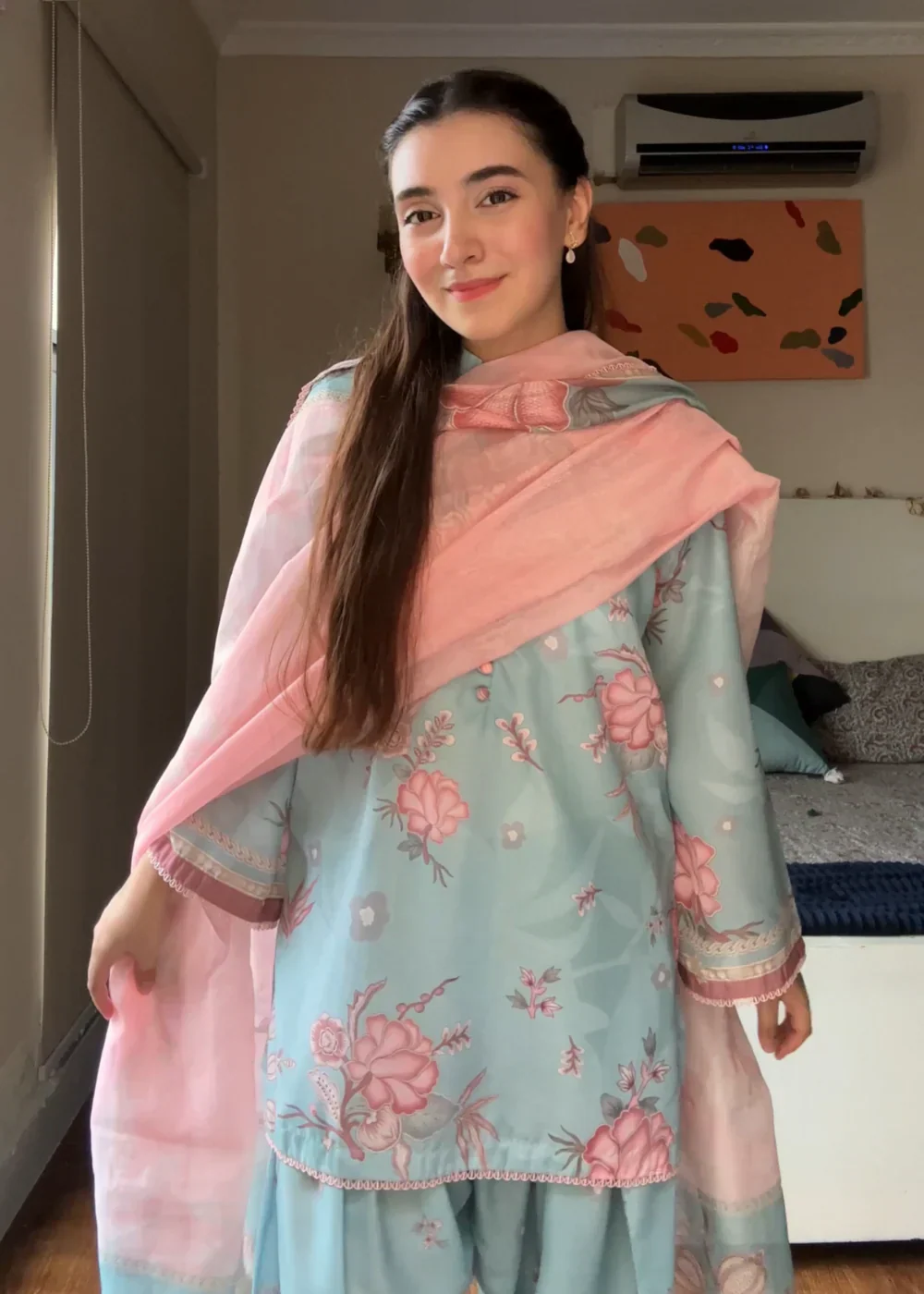 Skyveil Flora – Printed 3PC Farshi Set