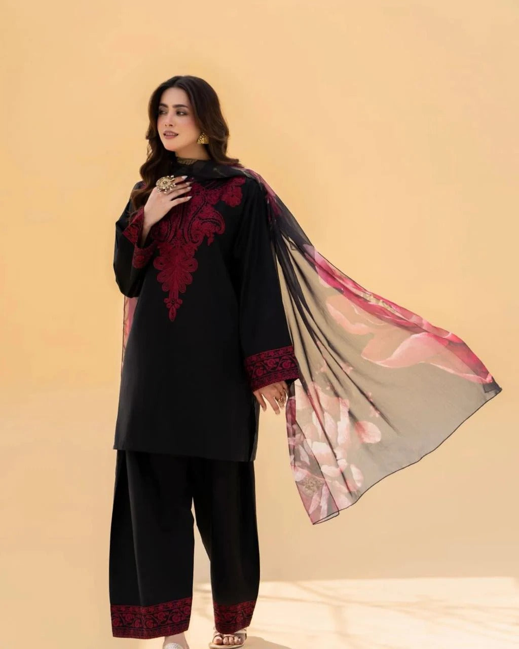 Rimalé  Cotton – Embroidered Farshi 3-Piece Suit
