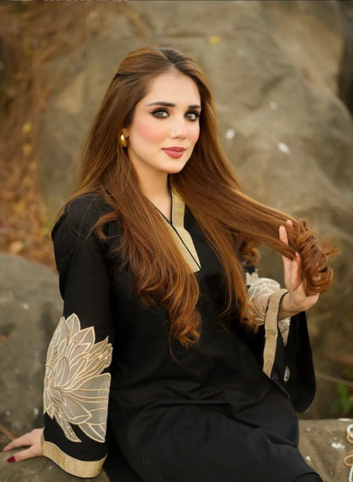 Almond Plazzo Black – Stitched 2PCS