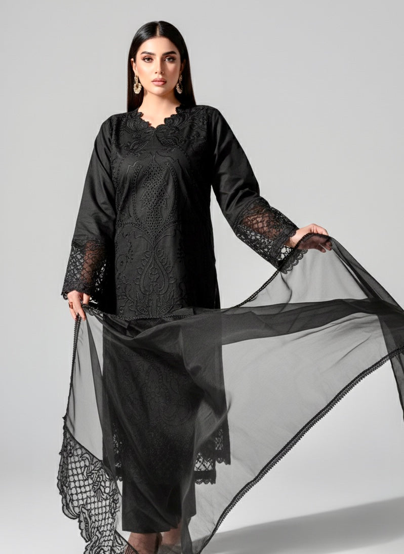 Black Shanzay – 3PC Winter Cotton Set