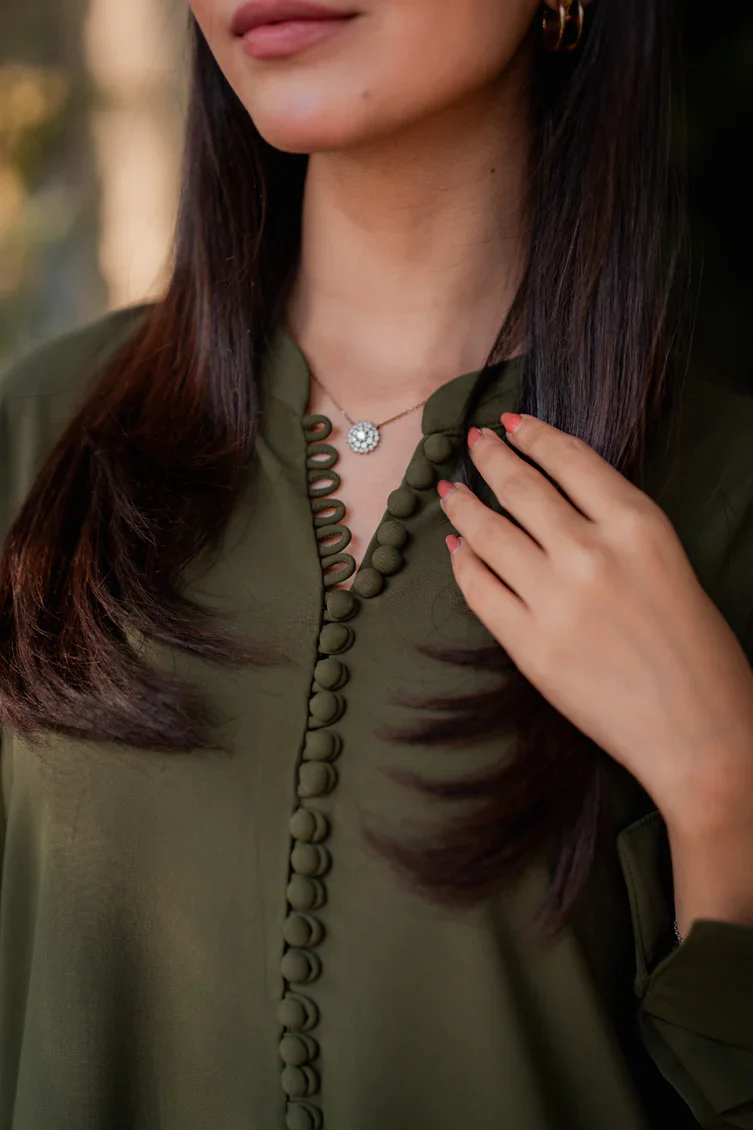 Elegant Olive Green Linen 2-Piece Set