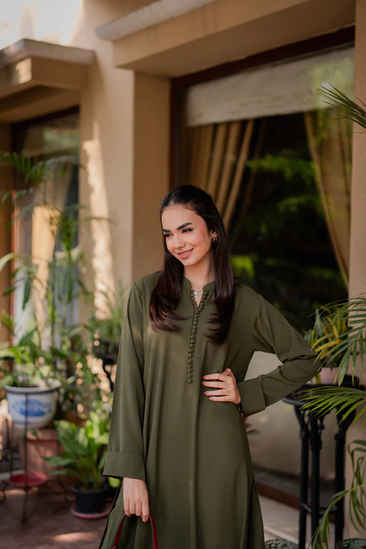 Elegant Olive Green Linen 2-Piece Set