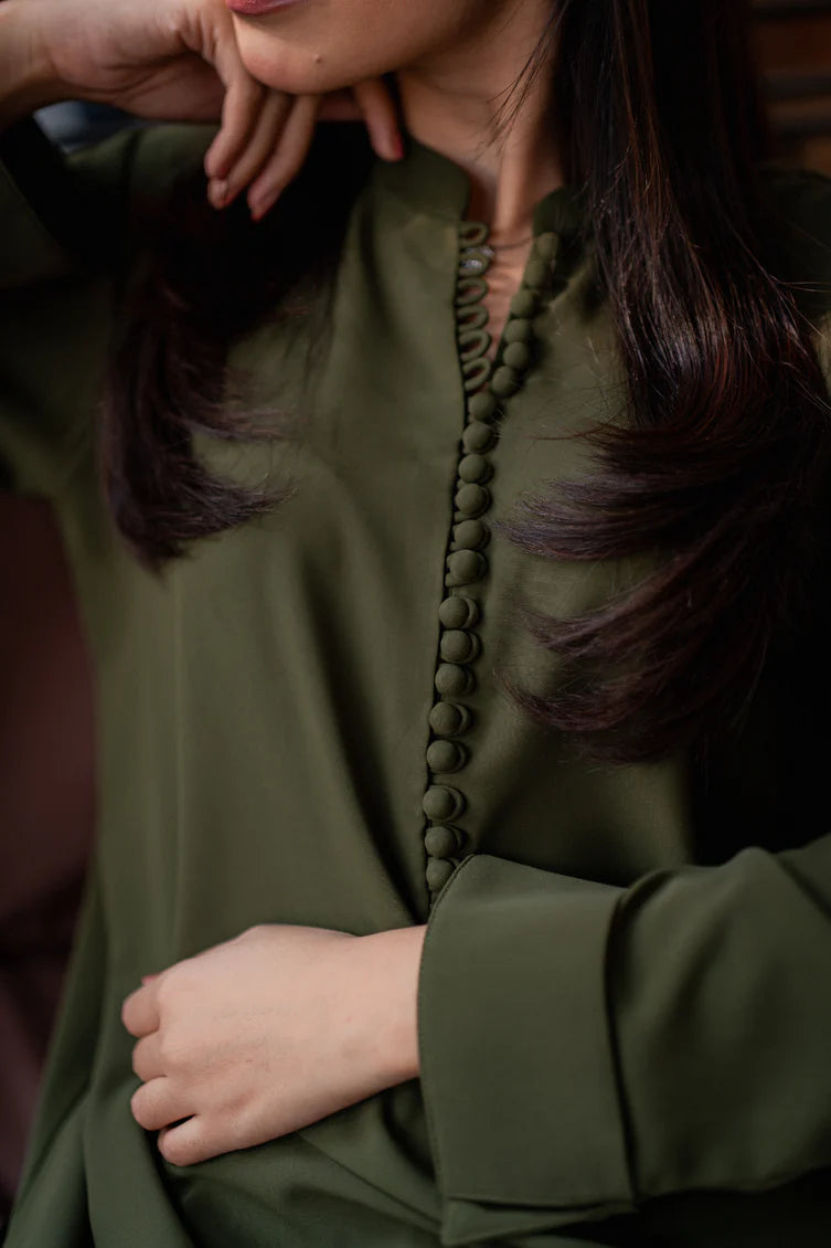 Elegant Olive Green Linen 2-Piece Set