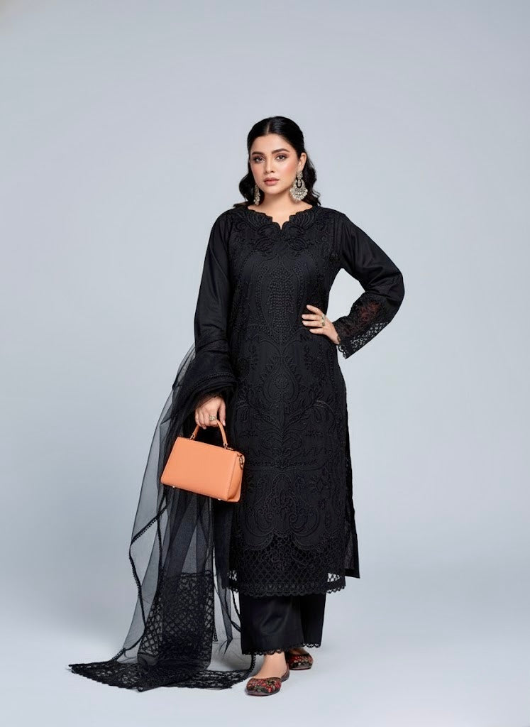Black Shanzay – 3PC Winter Cotton Set