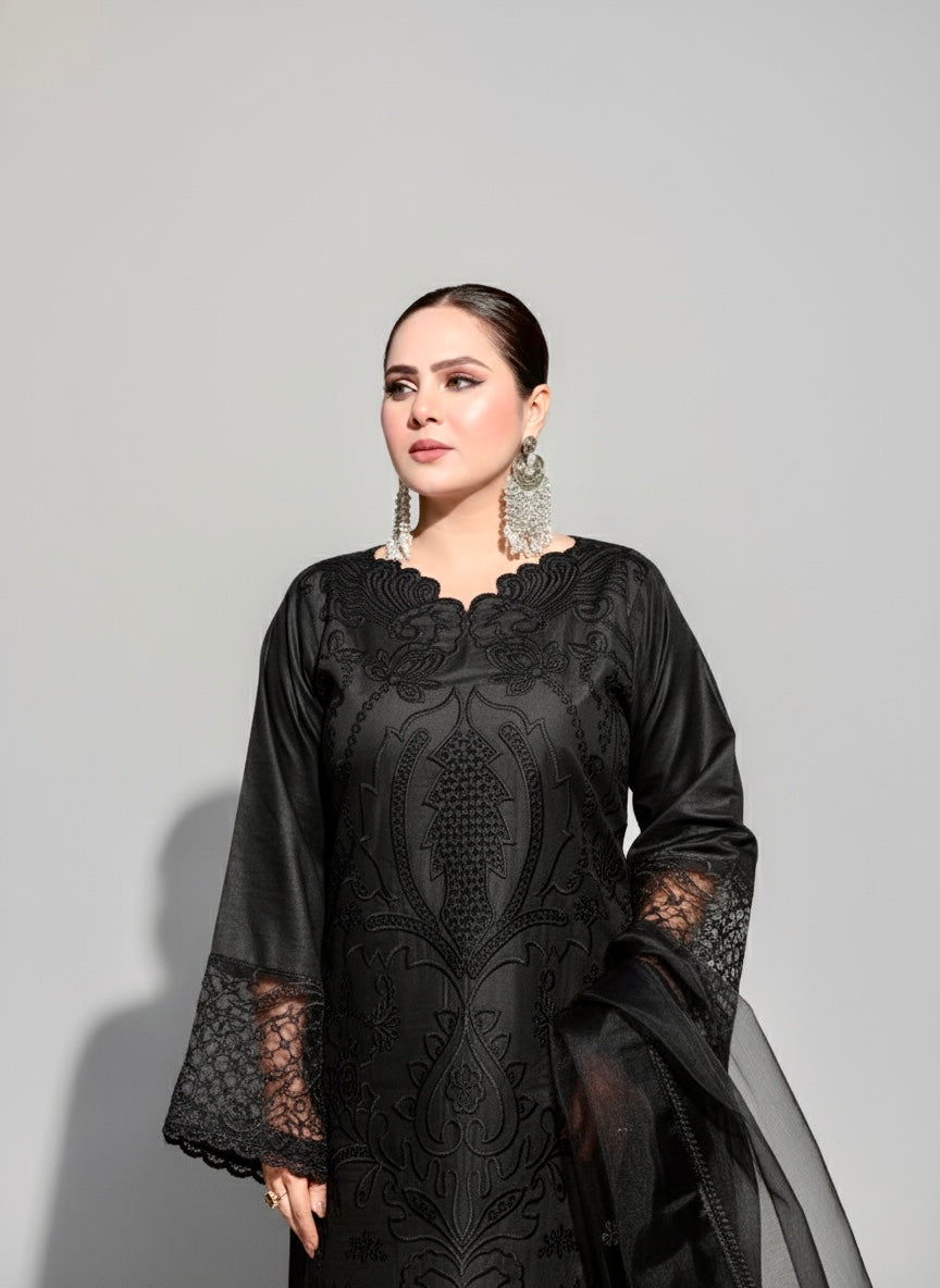 Black Shanzay – 3PC Winter Cotton Set