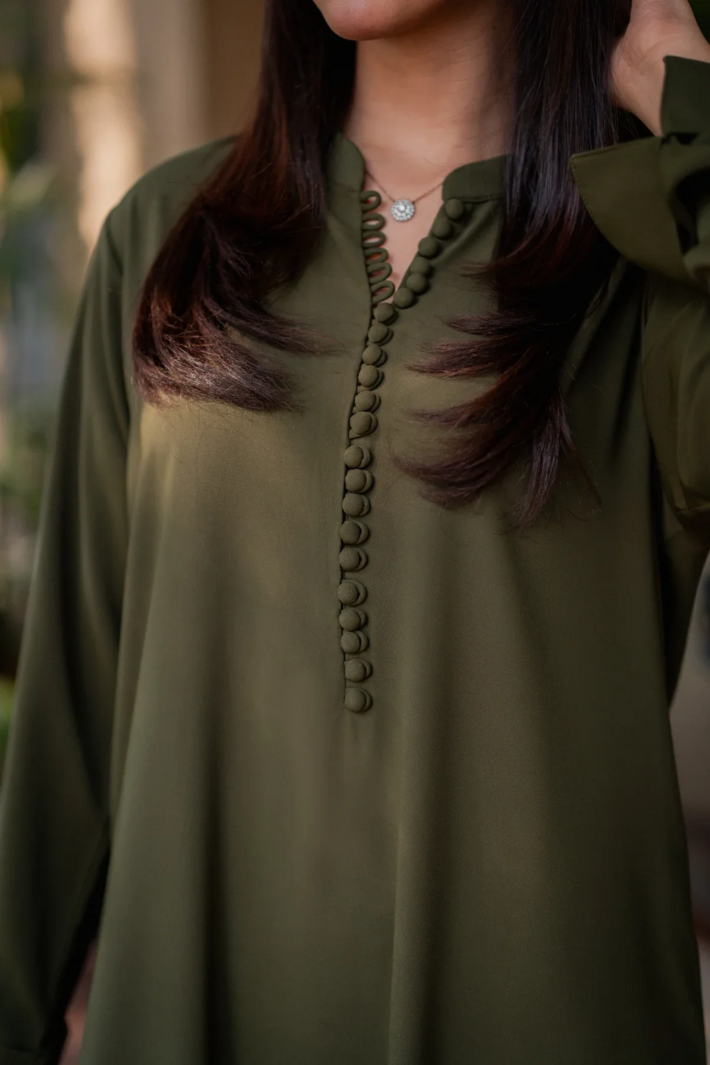 Elegant Olive Green Linen 2-Piece Set