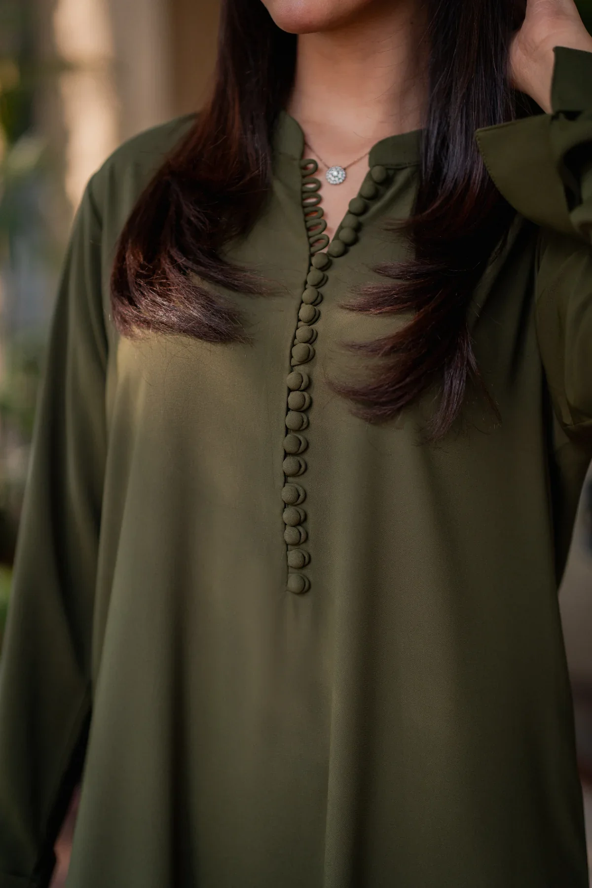 Elegant Olive Green Linen 2-Piece Set