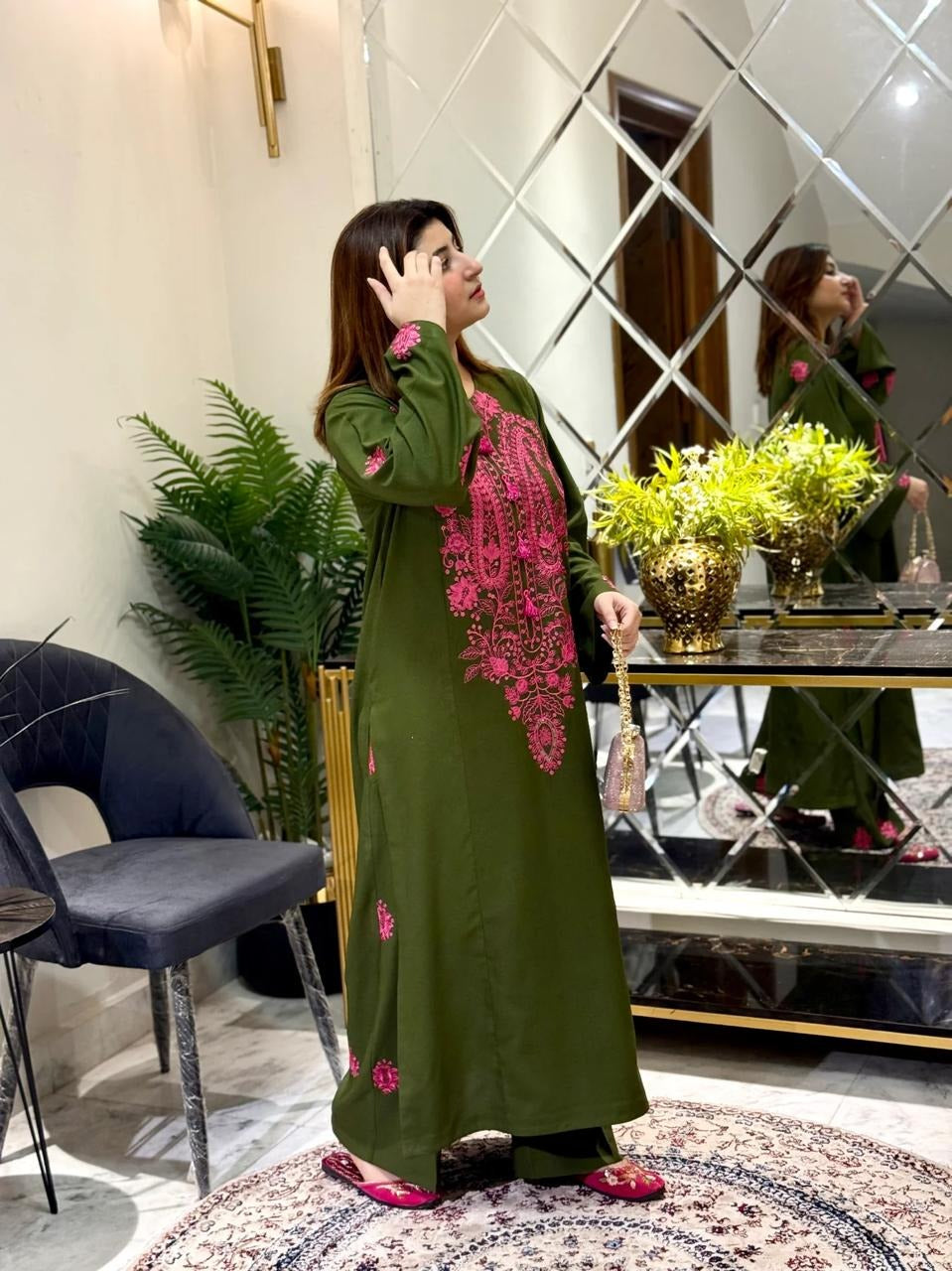 Durmaan Shimmer – Sequin Embroidered Linen 2-Piece Set